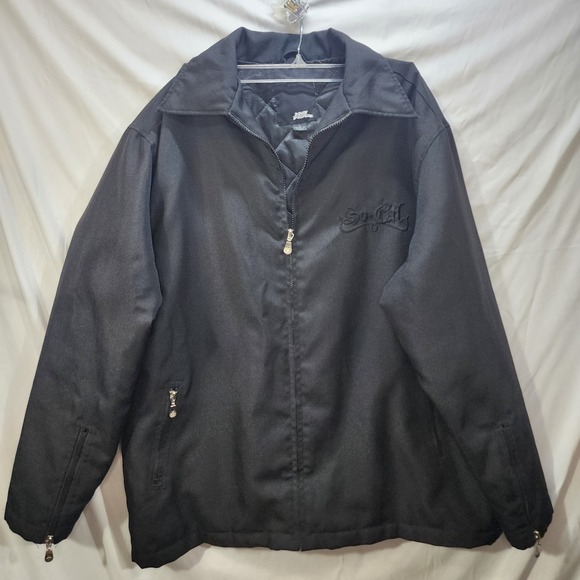 Vintage No Fear Y2K SoCal Black Embroidered Full Zip Jacket Coat L